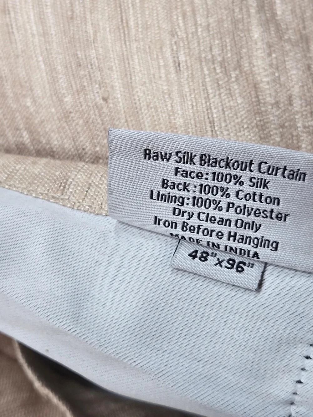 NWT QUINCE Set Of 2 48x96 Raw Silk Room Blackout Sand 8665